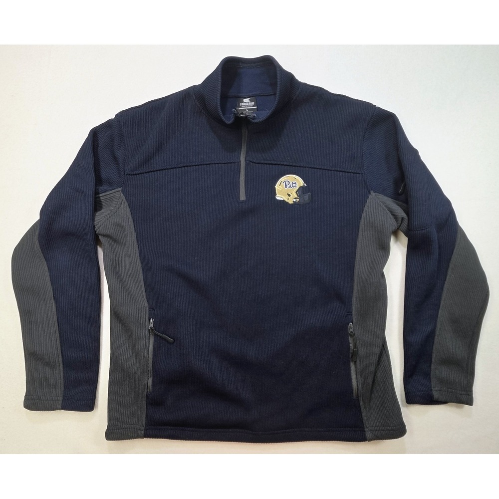 Pitt Panthers Pullover Mens L Sweatshirt 1/4 Zip Heavy Thread Count Sweater‎